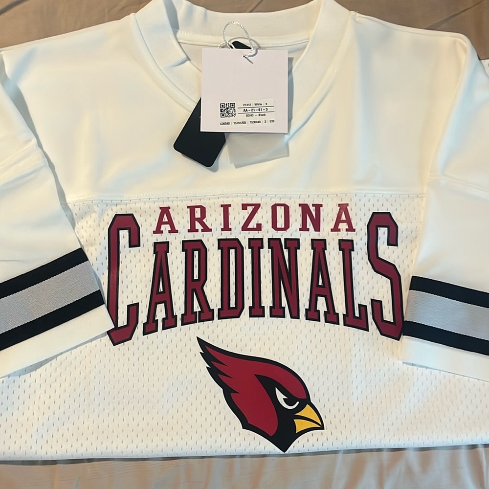 ARIZONA CARDINALS TOP RECRUIT SPORTY V-NECK OVERSIZED SIDE SLIT SHORT SLEEVE TOP